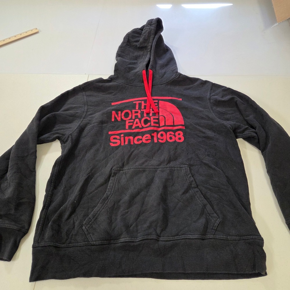 The North Face Mens Large Black Red Since 1968 Graphic Pullover Hoodie L
